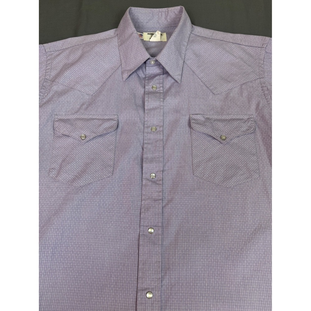Vintage Ruddock Shirts Mens XL Purple Pearl Snap Western Shirt USA Made Plaid